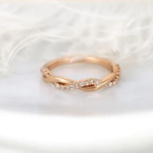 Dainty 14k Gold and Diamond Twist Ring
